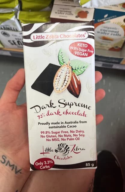 Little Zebra Chocolates Dark Supreme 72% Dark Chocolate
