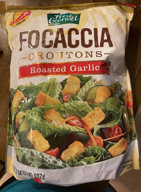 Fresh Gourmet Focaccia Croutons Roasted Garlic