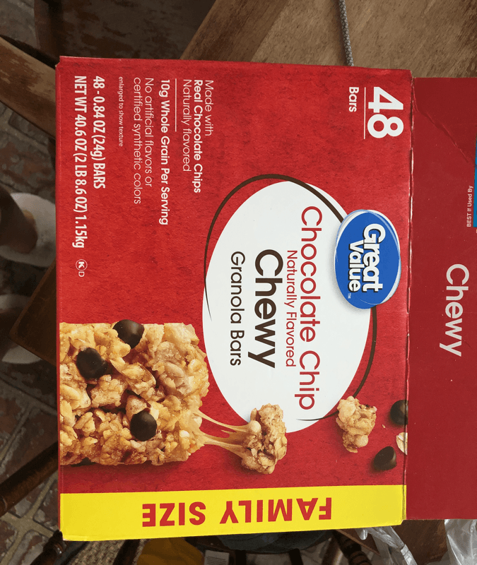 Great Value Chocolate Chip Chewy Granola Bars, Family Size