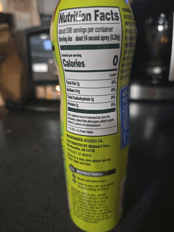 Great Value Refined Avocado Oil Spray