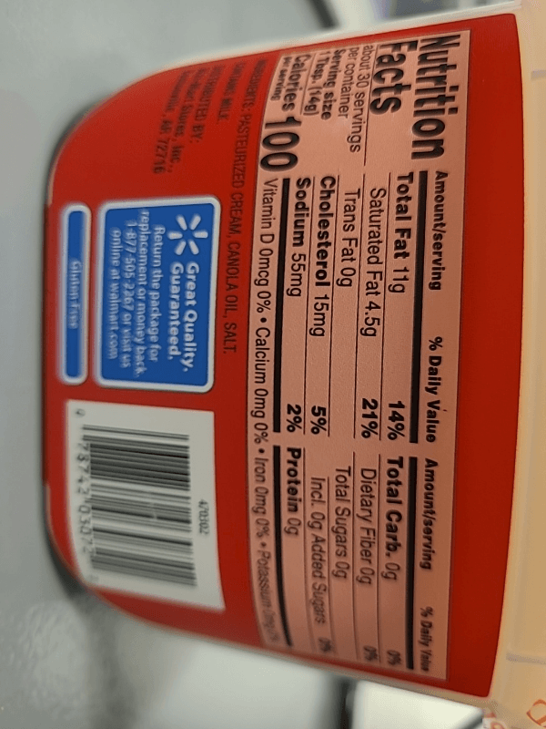 Great Value Spreadable Butter With Canola Oil