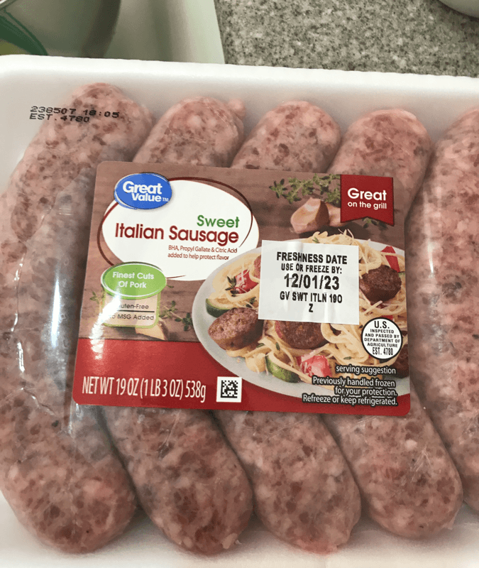 Great Value Sweet Italian Sausage