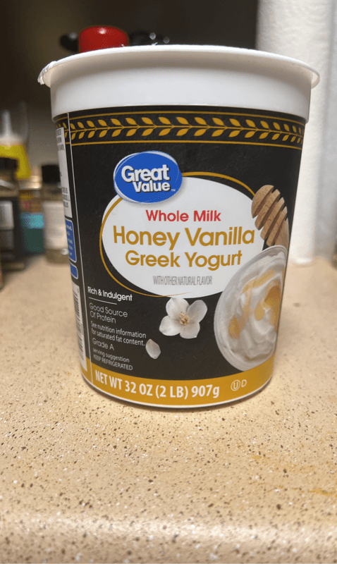 Great Value Whole Milk Honey Vanilla Greek Yogurt
