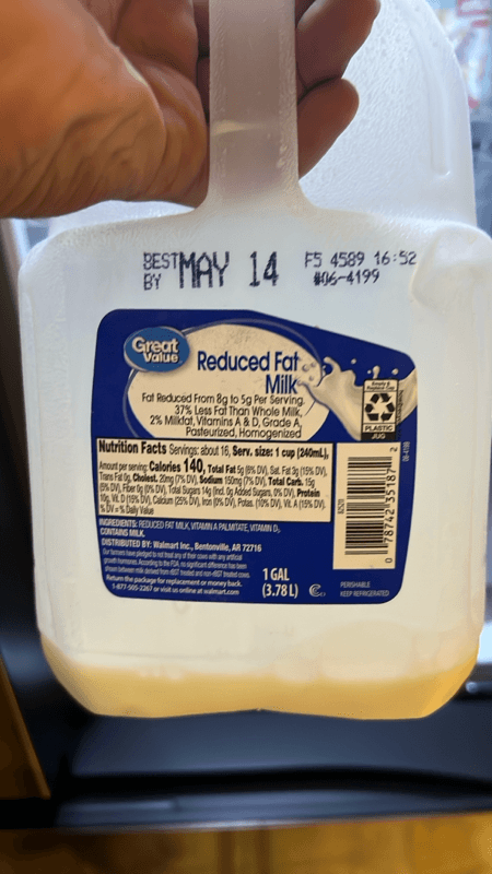 Is it Citric Acid Free? Great Value 2% Reduced Fat Milk