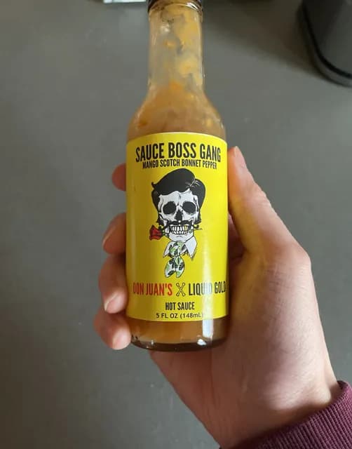 Sauce Boss Gang Don Juan'S Liquid Gold, Mango Scotch Bonnet Pepper Hot Sauce