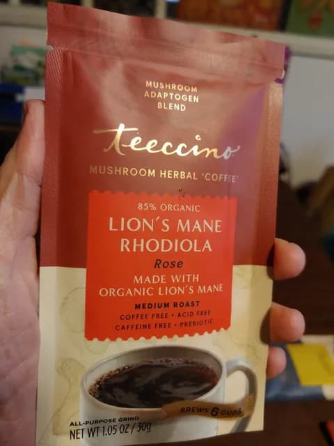 Teeccino Lion'S Mane Rhodiola Rose Mushroom Herbal Coffee