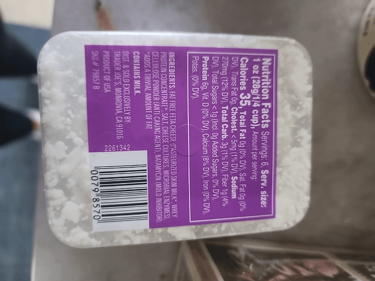 Trader Joe’S Fat Free Crumbled Feta Cheese