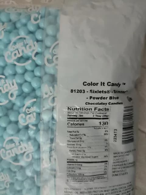 Color It Candy Sixlets - Shimmner Powder Blue Chocolatey Candies