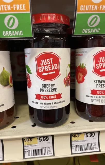 Just Spread Cherry Preserve 100% Fruit