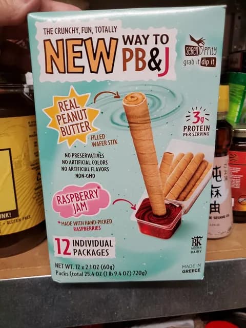 Serendippity Real Peanut Butter Filled Wafer Stix Raspberry Jam