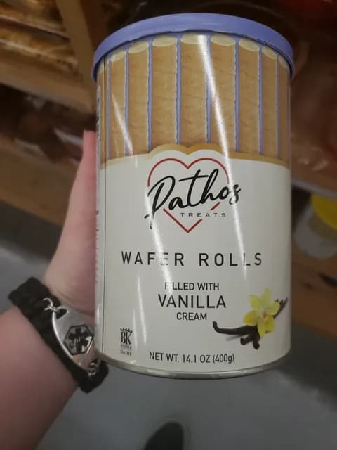 Pathos Treats Wafer Rolls Filled With Vanilla Cream