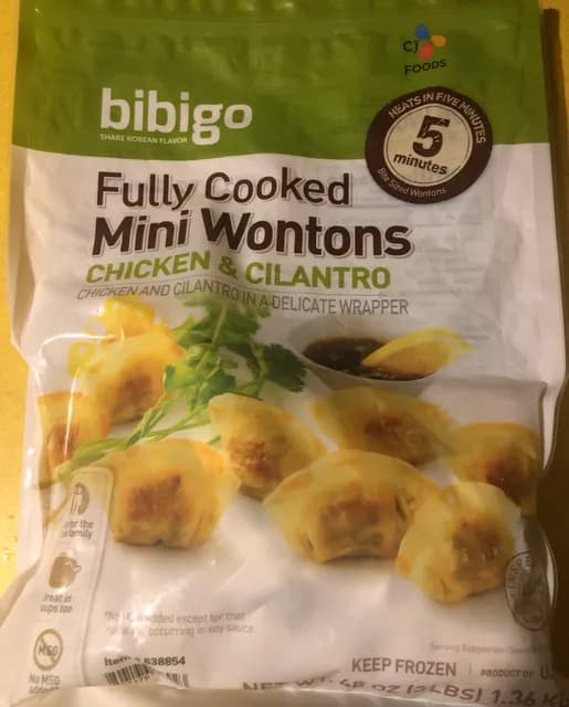 Is it Pork Free? Cj Foods Bibigo Fully Cooked Chicken & Cilantro Mini Wontons