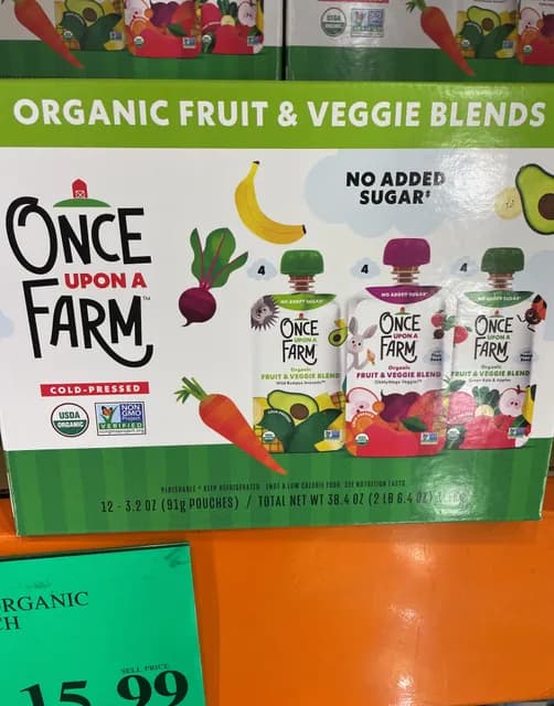 Once Upon A Farm 4 Wild Rumpus Avocado, 4 Ohmymega Veggie!, 4 Green Kale & Apples Organic Cold-Pressed Fruit & Veggie Blends