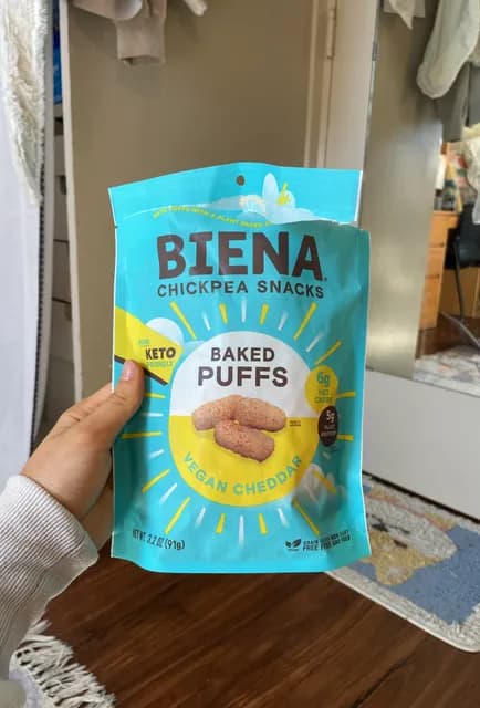 Biena Chickpea Snacks Vegan Cheddar Baked Puffs