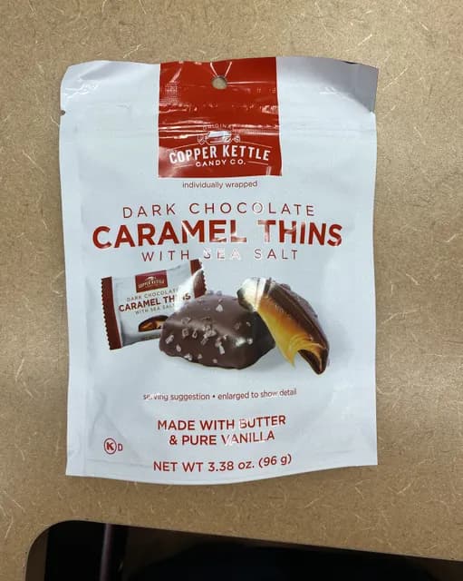 Copper Kettle Candy Co. Dark Chocolate Caramel Thins With Sea Salt