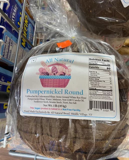 All Natural Bread Pumpernickel Round
