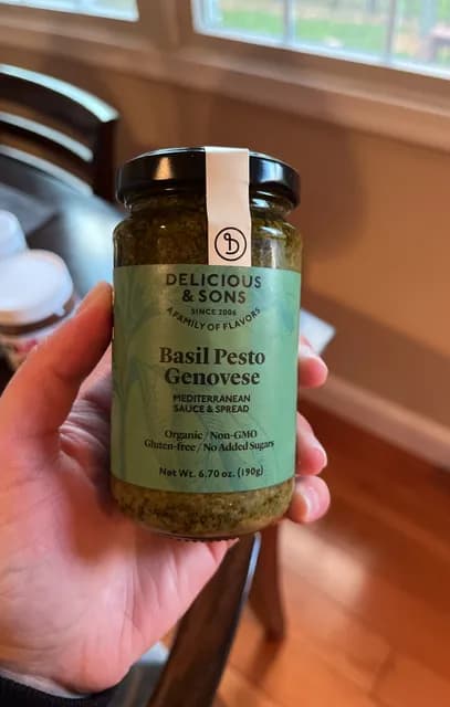 Delicious & Sons Basil Pesto Genovese Mediterranean Sauce & Spread