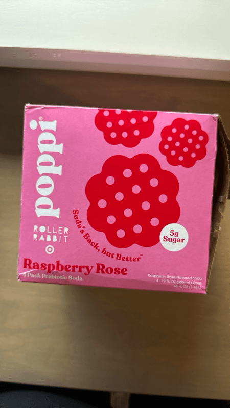 Poppi Raspberry Rose Prebiotic Soda 4 X