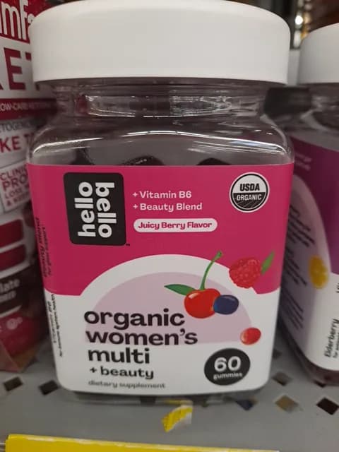 Hello Bello Organic Women'S Multi + Beauty Gummies Juicy Berry Flavor