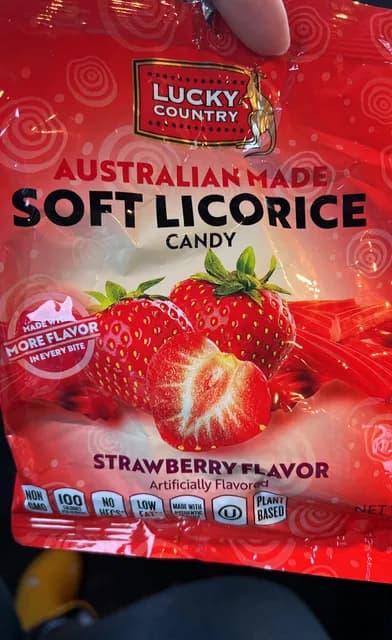 Lucky Country Australian Made Soft Licorice Candy Strawberry Flavor