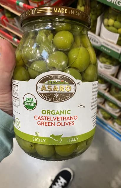 Asaro Organic Pitted Castelvetrano Green Olives