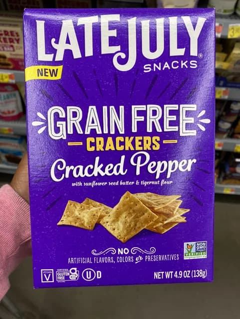 Late July Snacks Grain Free Cracked Pepper Crackers