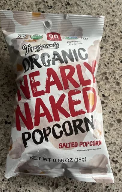 Popcornopolis Organic Nearly Naked Salted Popcorn