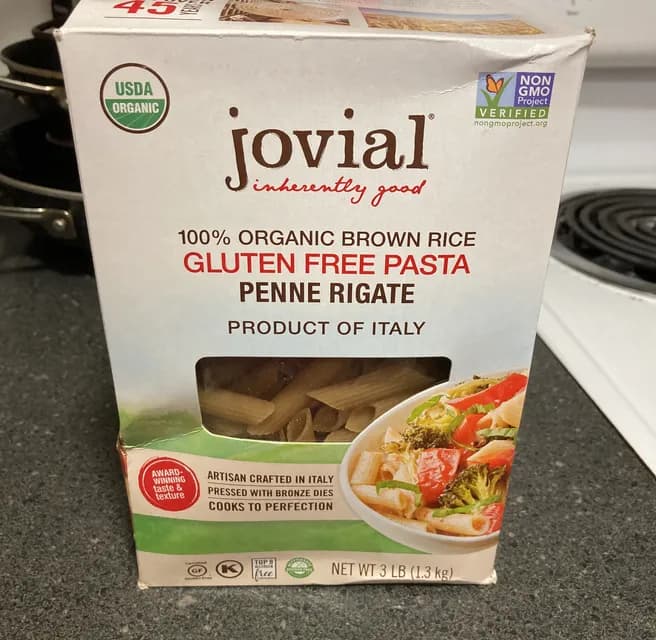 Jovial 100% Organic Brown Rice Gluten Free Pasta Penne Rigate