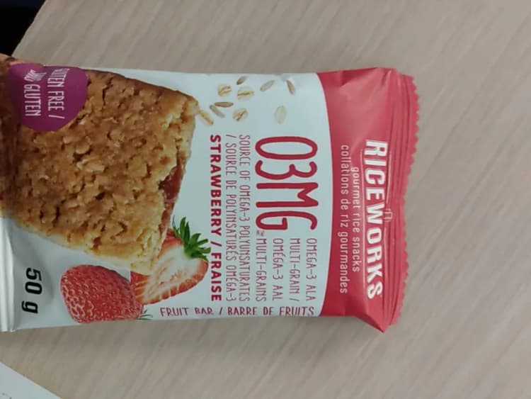 Riceworks O Strawberry Gourmet Rice Snacks Fruit Bar