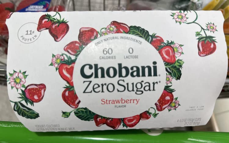 Chobani Zero Sugar Yogurt-Cultured Ultra-Filtered Nonfat Milk Strawberry Flavor