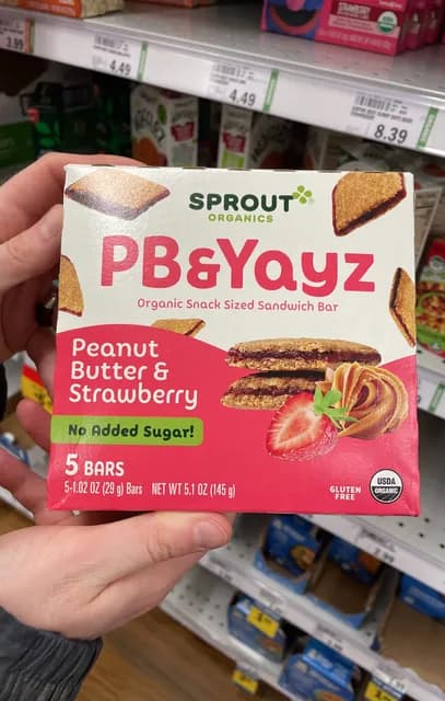 Sprout Organics Pb & Yayz Peanut Butter & Strawberry Organic Snack Sized Sandwich Bar