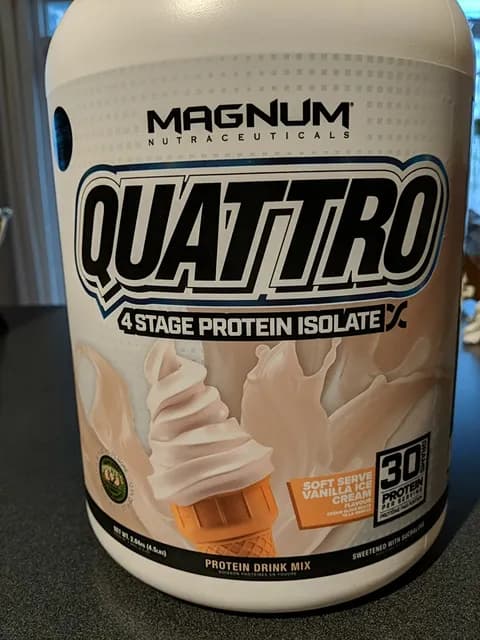 Magnum Nutraceuticals Quattro 4 Stage Protein Isolate Soft Serve Vanilla Ice Cream Flavour Protein Drink Mix