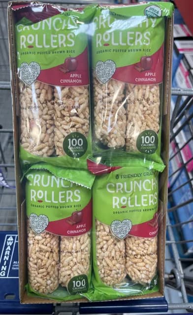 Friendly Grains Crunchy Rollers Organic Puffed Brown Rice Apple Cinnamon