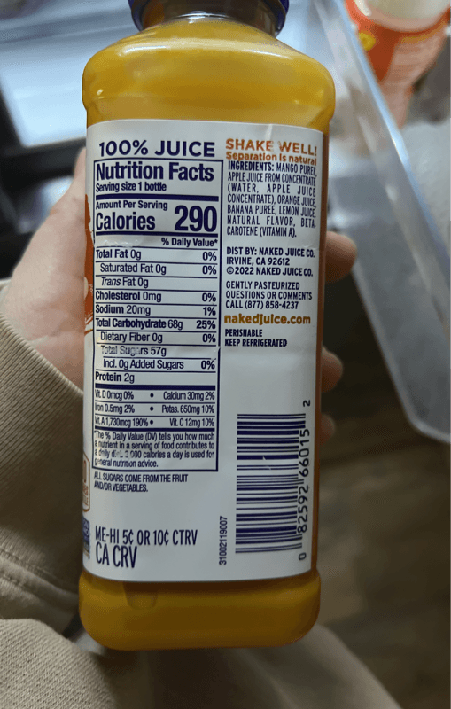 Is it Emulsifier Free? Naked Juice Mighty Mango Juice Smoothie