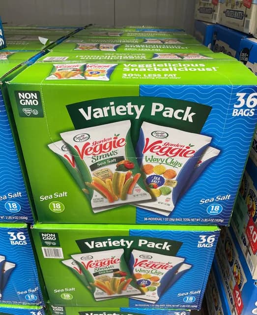Sensible Portions Variety Pack, Sea Salt Garden Veggie Straws & Sea Salt Garden Veggie Wavy Chips