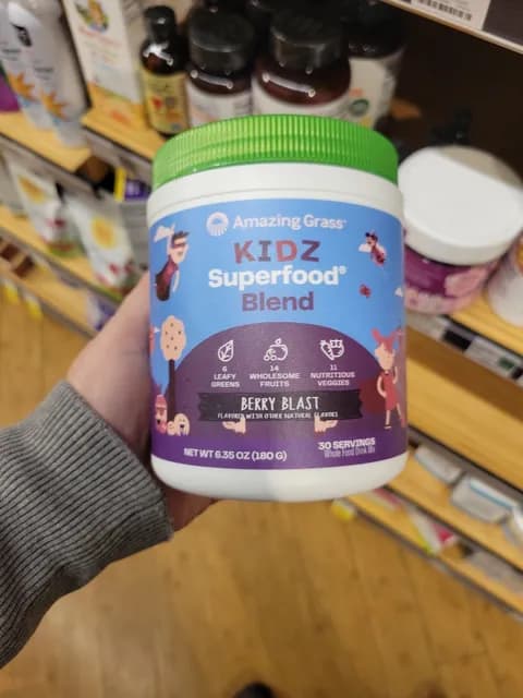 Amazing Grass Berry Blast Kidz Superfood Blend Whole Food Drink Mix