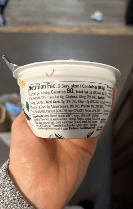 Chobani Zero Sugar Greek Yogurt Toasted Coconut Vanilla