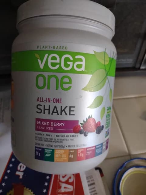 Vega One All-In-One Shake Drink Mix Mixed Berry Flavored