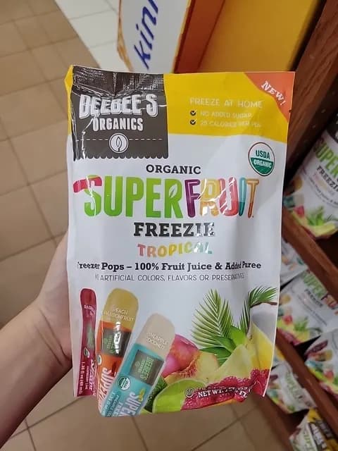 Deebee'S Organics Organic Superfruit Freezie Tropical 100% Fruit Juice & Added Puree Freezer Pops