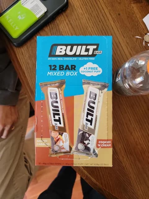 Built 12 Bar Mixed Box Salted Caramel & Cookies 'N Cream +1 Free Coconut Puff
