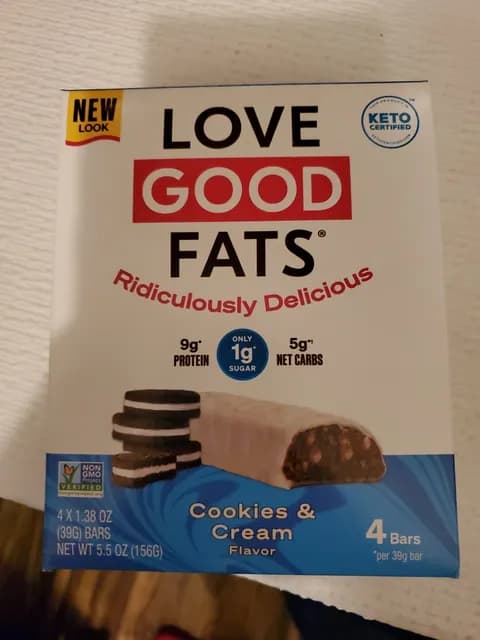 Love Good Fats Ridiculously Delicious Cookies & Cream Bars