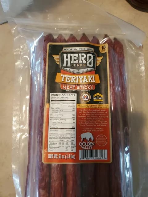 Hero Jerky Teriyaki Premium Pork & Beef Meat