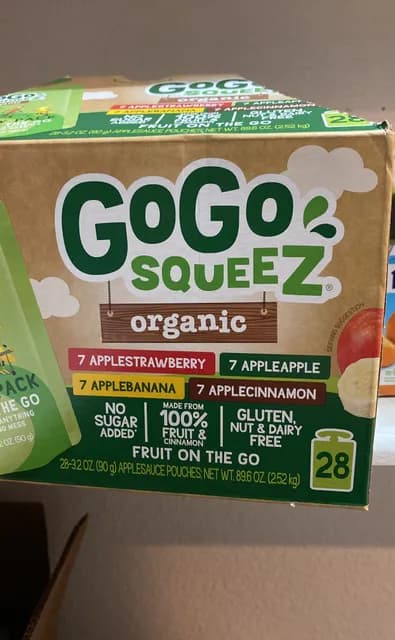 Gogo Squeez Organic Apple Strawberry, Apple Apple, Apple Banana, Apple Cinnamon Fruit On The Go Applesauce Pouches
