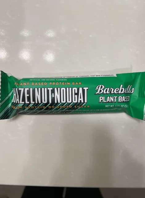 Is it Vegetarian? Barebells Plant Based Protein Bar, Hazelnut & Nougat Flavor