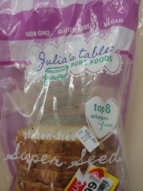 Julia'S Table Gluten Free Super Seeds Bread