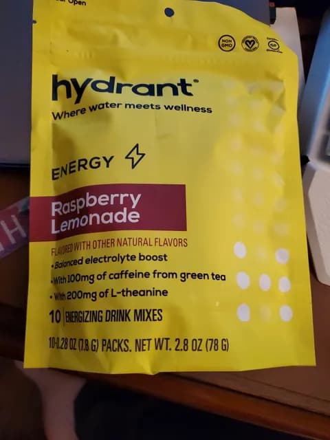 Hydrant Energy Drink Mixes, Raspberry Lemonade Flavor