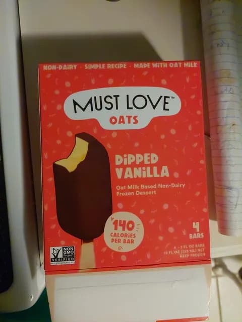 Must Love Oats Dipped Vanilla Oat Milk Based Non-Dairy  Dessert