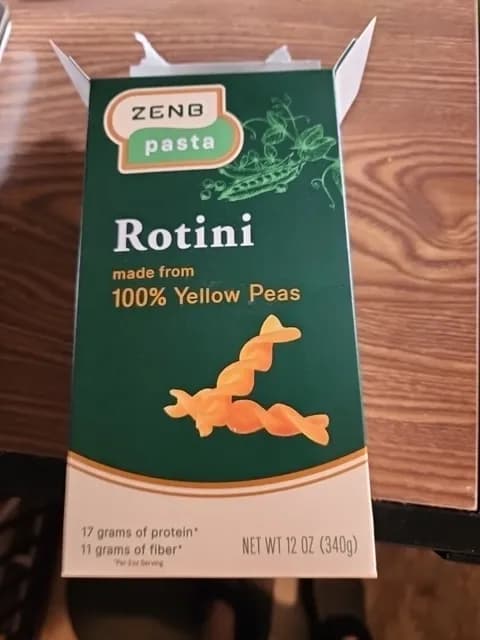 Zenb Pasta Rotini Made From 100% Yellow Peas