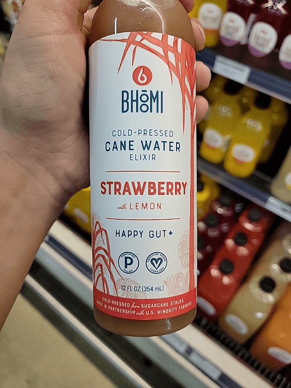 Bhoomi Cold - Pressed Cane Water Elixir Strawberry With Lemon Happy Gut +
