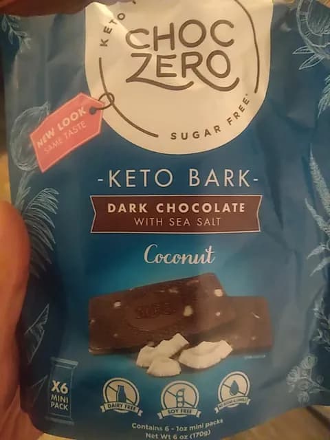 Choczero Coconut Keto Bark Dark Chocolate With Sea Salt